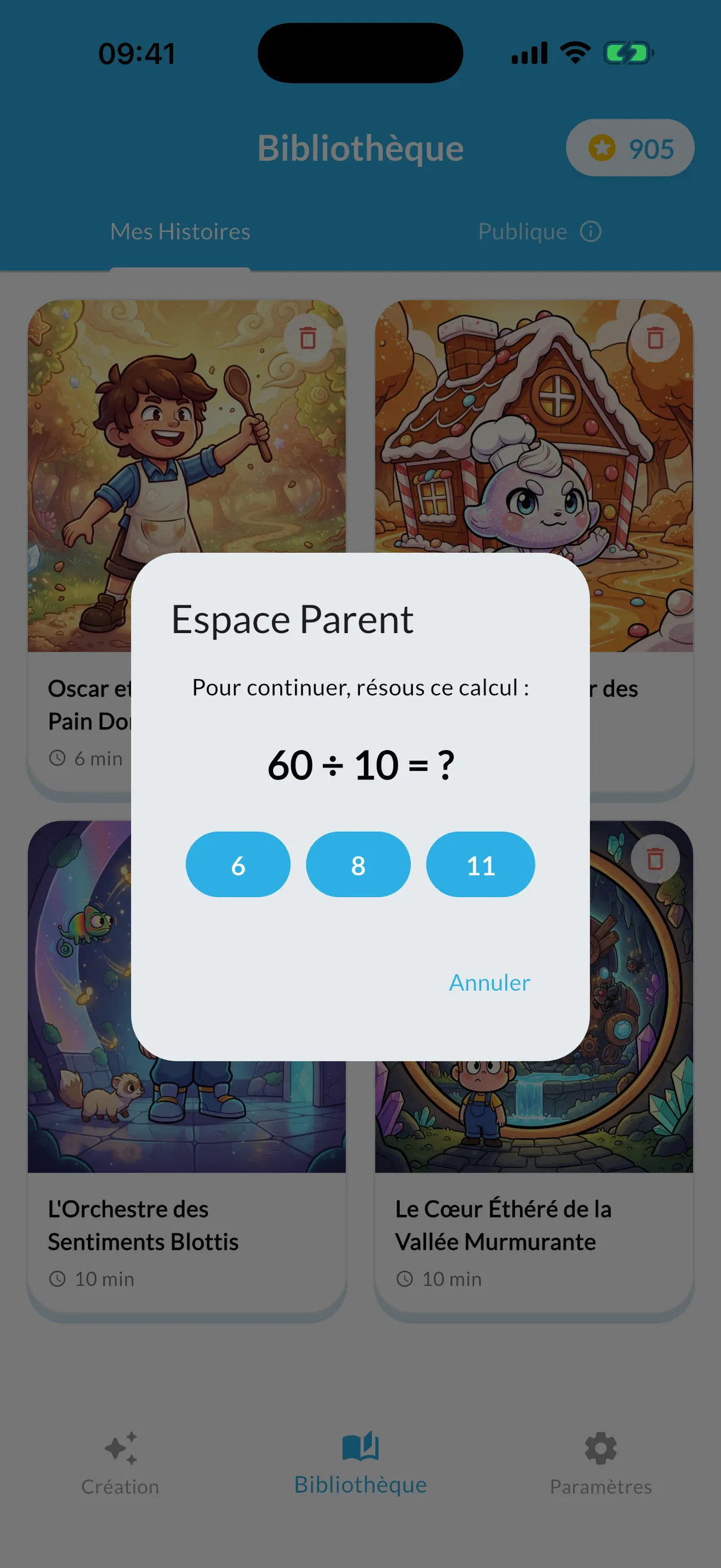 Espace parent : un calcul à résoudre avant d'accéder aux achats et aux réglages